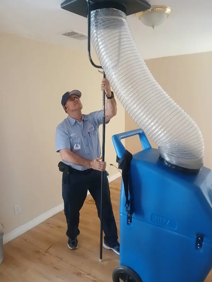Mini Split Installation technician using HEPA equipment in Santa Clara